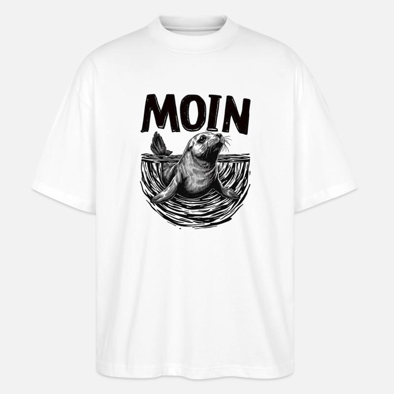 Seehund Robbe Ostsee Nordsee Moin - Stanley/Stella Oversized Unisex Bio T-Shirt Blaster 2.0 - Weiß