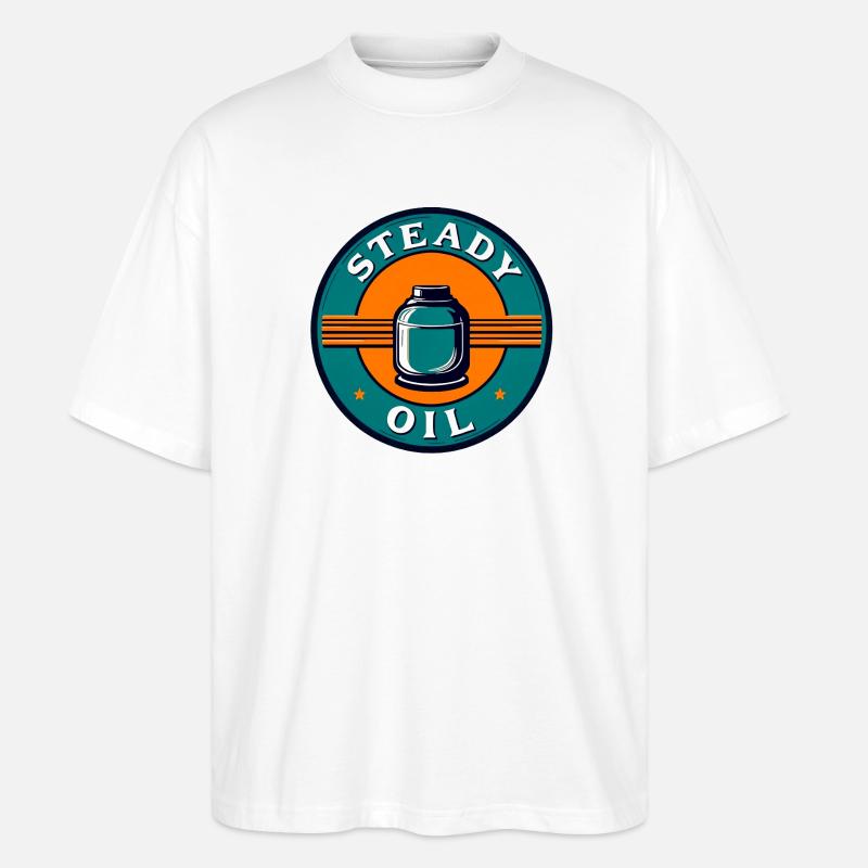 Steady Oil Retro-Emblem - Stanley/Stella Oversized Unisex Bio T-Shirt Blaster 2.0 - Weiß