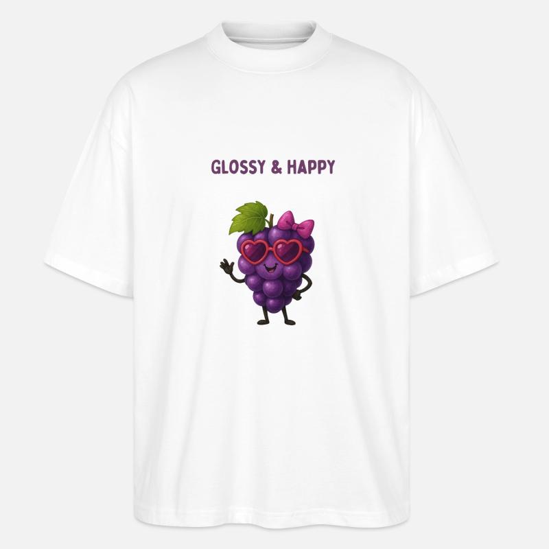 Glimmernde Traube Glück - Stanley/Stella Oversized Unisex Bio T-Shirt Blaster 2.0 - Weiß