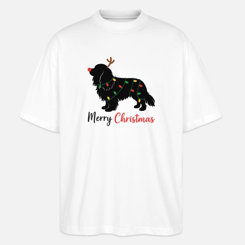 Cavalier King Charles Spaniel Noël Hiver - T-shirt bio Blaster 2.0 coupe oversize Stanley/Stella Unisexe - blanc