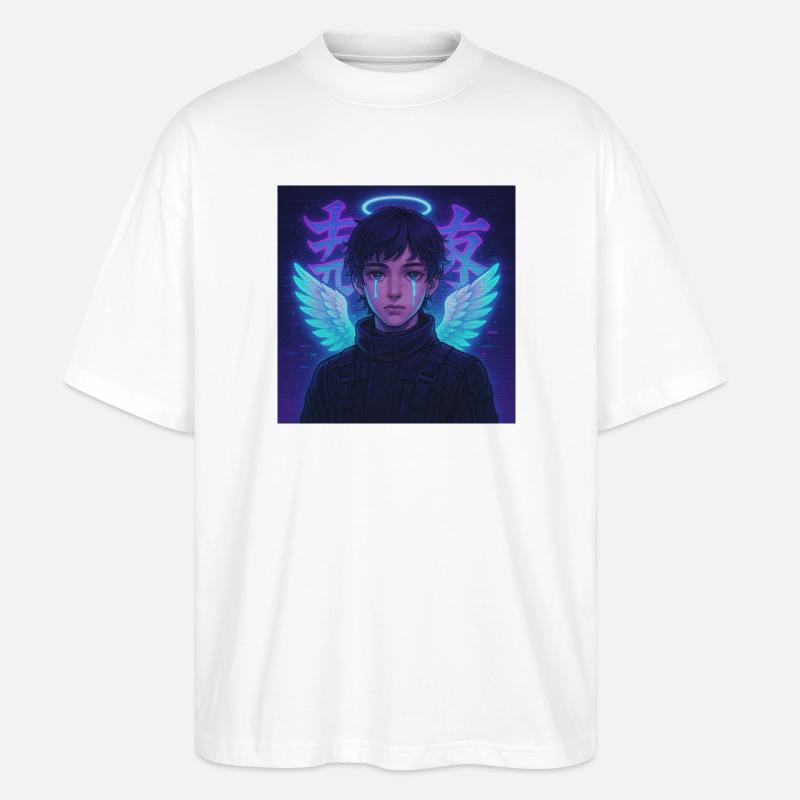Cyberpunk Angel E-Boy Y2K Synthwave Art - Stanley/Stella Oversized Unisex Bio T-Shirt Blaster 2.0 - Weiß