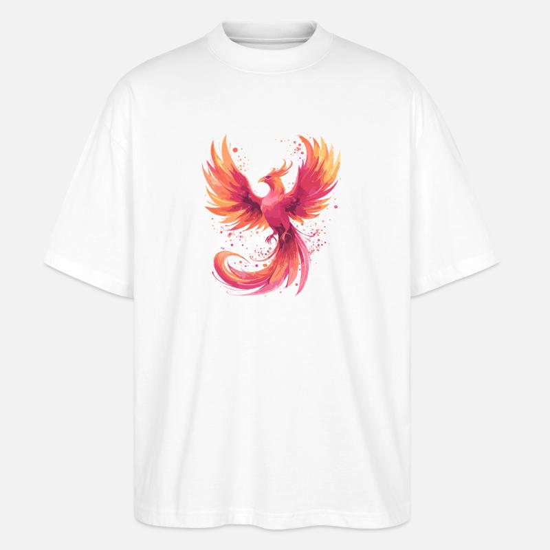 Phoenix in Flammenfarben - Stanley/Stella Oversized Unisex Bio T-Shirt Blaster 2.0 - Weiß