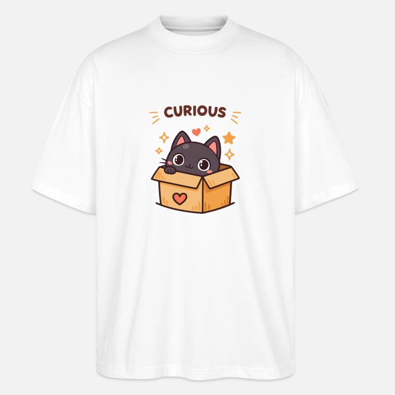 Neugierige Katze in einer Kiste - Stanley/Stella Oversized Unisex Bio T-Shirt Blaster 2.0 - Weiß