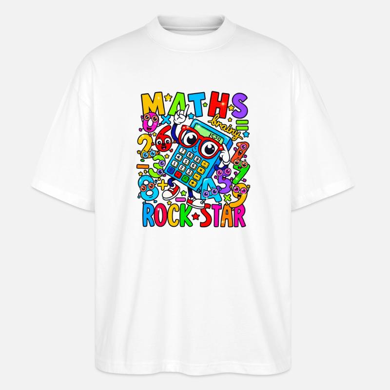 Math Rock Star Rechner Neon - Stanley/Stella Oversized Unisex Bio T-Shirt Blaster 2.0 - Weiß
