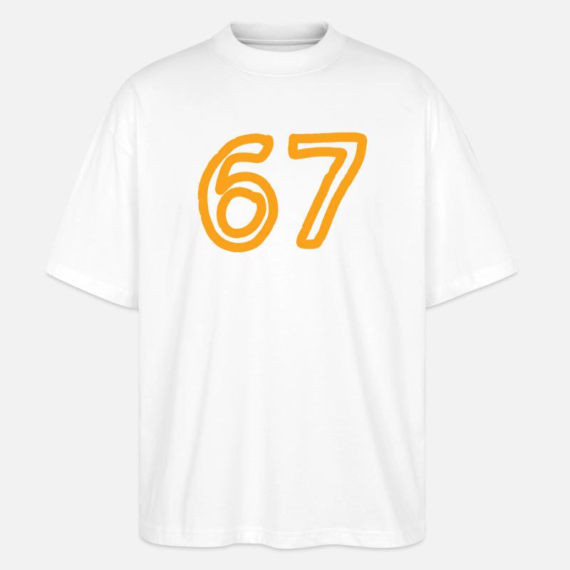 Nummer 67 in orange - Stanley/Stella Oversized Unisex Bio T-Shirt Blaster 2.0 - Weiß
