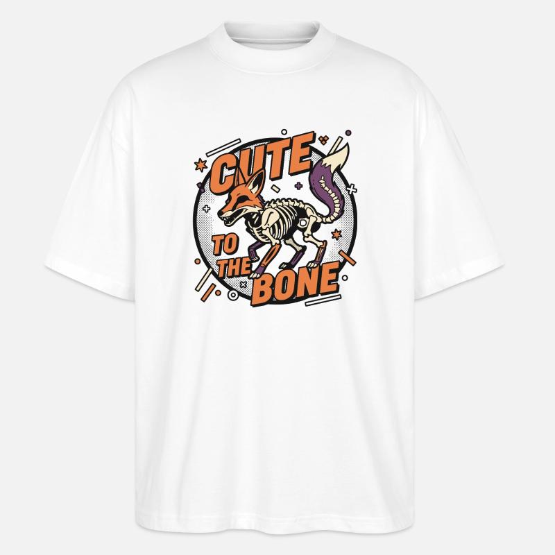 Skeleton Fox: Cute to the Bone - Stanley/Stella Oversized Unisex Organic T-shirt Blaster 2.0 - white