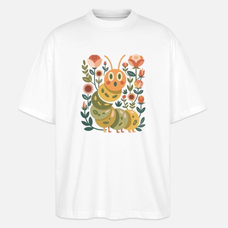Raupe im Blumengarten - Stanley/Stella Oversized Unisex Bio T-Shirt Blaster 2.0 - Weiß
