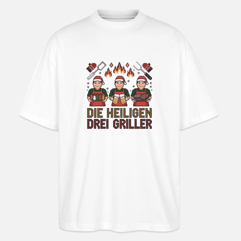 Die Heiligen Drei Griller Lustiges - Stanley/Stella Oversized Unisex Bio T-Shirt Blaster 2.0 - Weiß