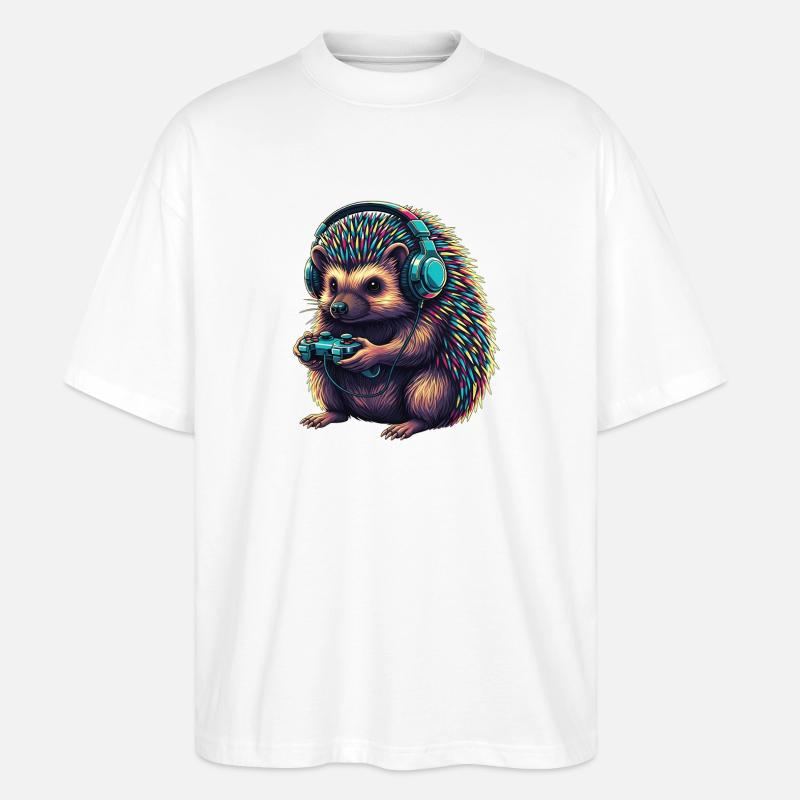Igel Spiele Tier Videospiele Lustiger Igel - Stanley/Stella Oversized Unisex Bio T-Shirt Blaster 2.0 - Weiß
