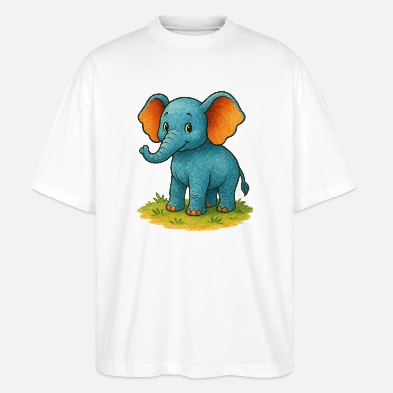 Elefant Comic - Stanley/Stella Oversized Unisex Bio T-Shirt Blaster 2.0 - Weiß