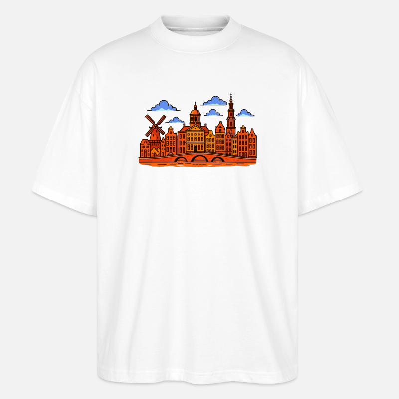 Amsterdam Skyline  - Stanley/Stella Oversized Unisex Bio T-Shirt Blaster 2.0 - Weiß