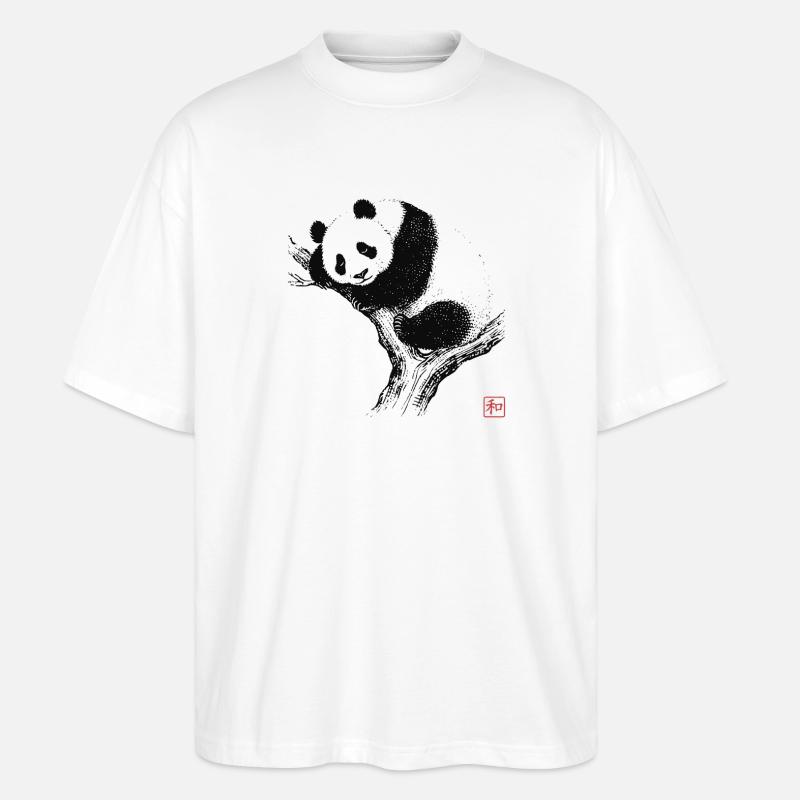 Schlafender Panda Zen Kunst - Stanley/Stella Oversized Unisex Bio T-Shirt Blaster 2.0 - Weiß