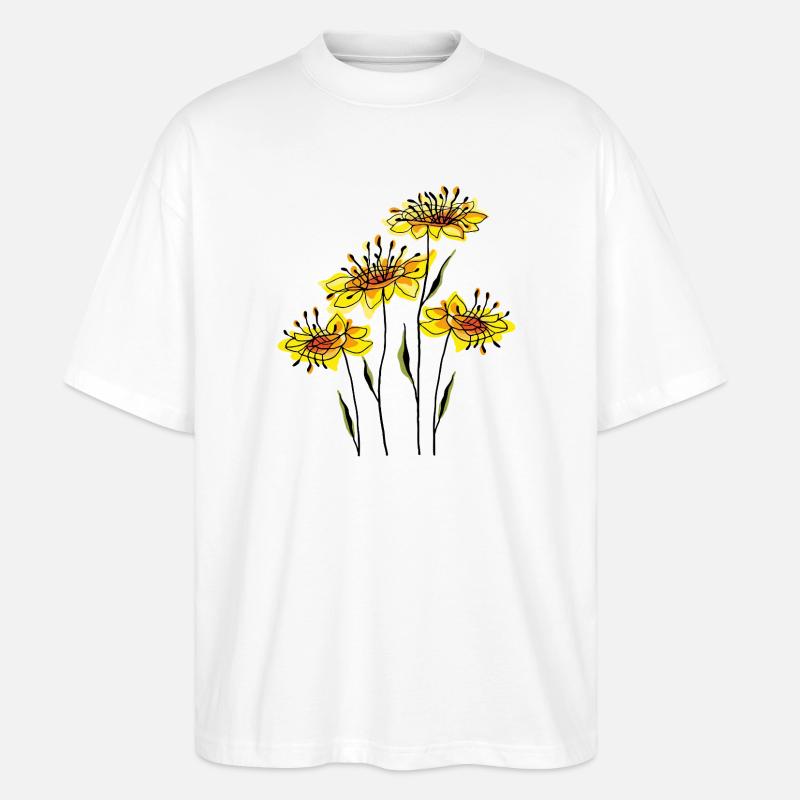 Blumen - Stanley/Stella Oversized Unisex Bio T-Shirt Blaster 2.0 - Weiß