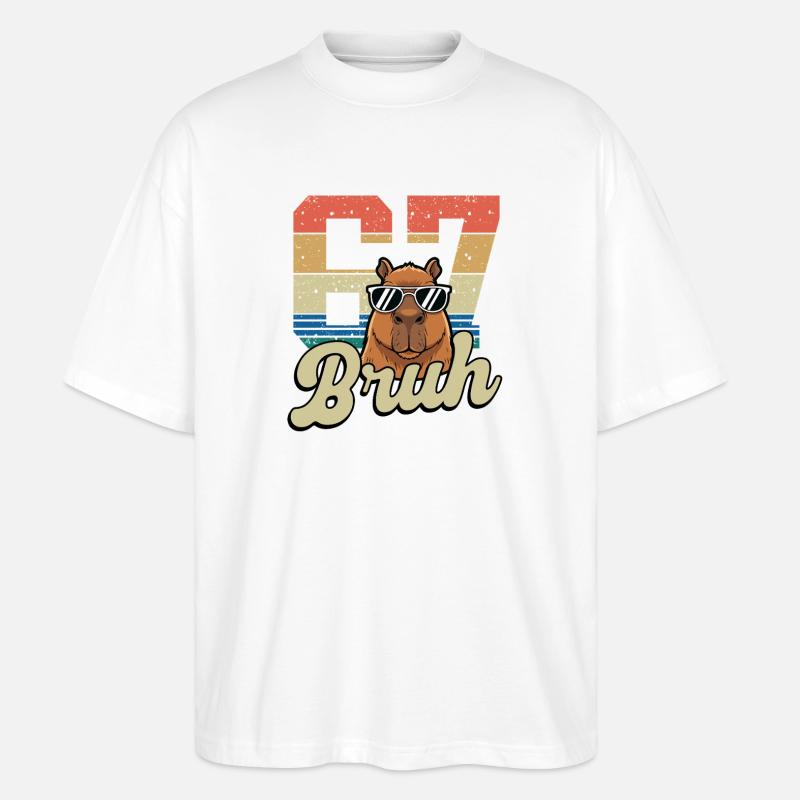Bruhh Camel Retro 67 - T-shirt bio Blaster 2.0 coupe oversize Stanley/Stella Unisexe - blanc