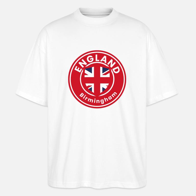 Birmingham England Emblem-Runde - Stanley/Stella Oversized Unisex Bio T-Shirt Blaster 2.0 - Weiß