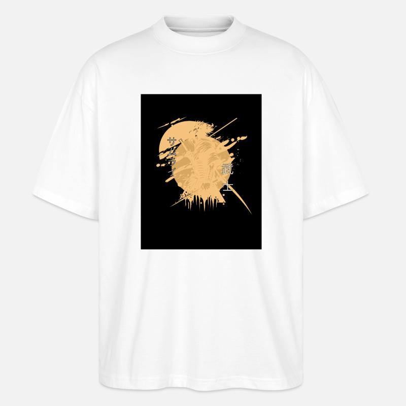 Samurai-Pferdespritzer Schwarz - Stanley/Stella Oversized Unisex Bio T-Shirt Blaster 2.0 - Weiß