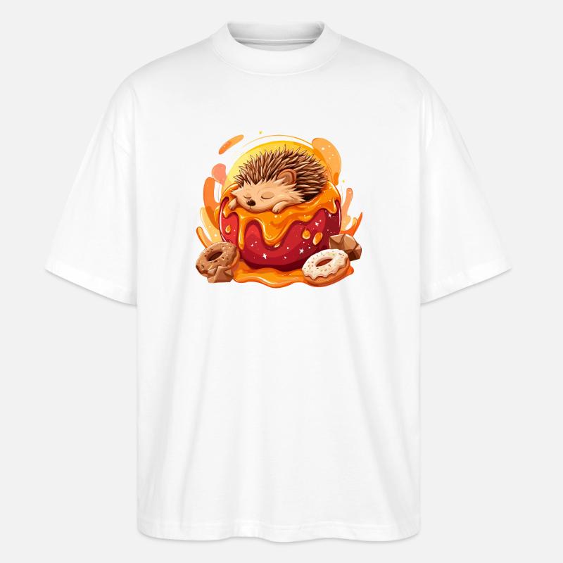 Hérisson câlin dans un beignet - T-shirt bio Blaster 2.0 coupe oversize Stanley/Stella Unisexe - blanc