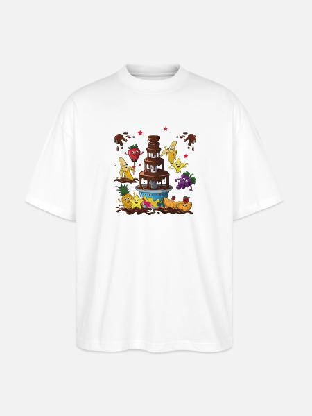 Chocolate Fountain Fruit Friends Design - Stanley/Stella Oversized Unisex Organic T-shirt Blaster 2.0 - white