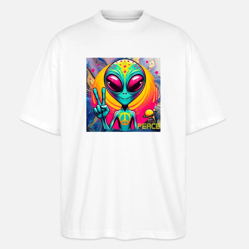 Trippy Alien - Stanley/Stella Oversized Unisex Bio T-Shirt Blaster 2.0 - Weiß