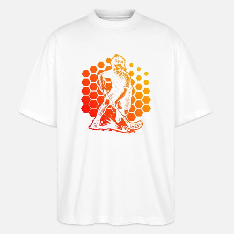 Modernes Floorball Artwork - Stanley/Stella Oversized Unisex Bio T-Shirt Blaster 2.0 - Weiß