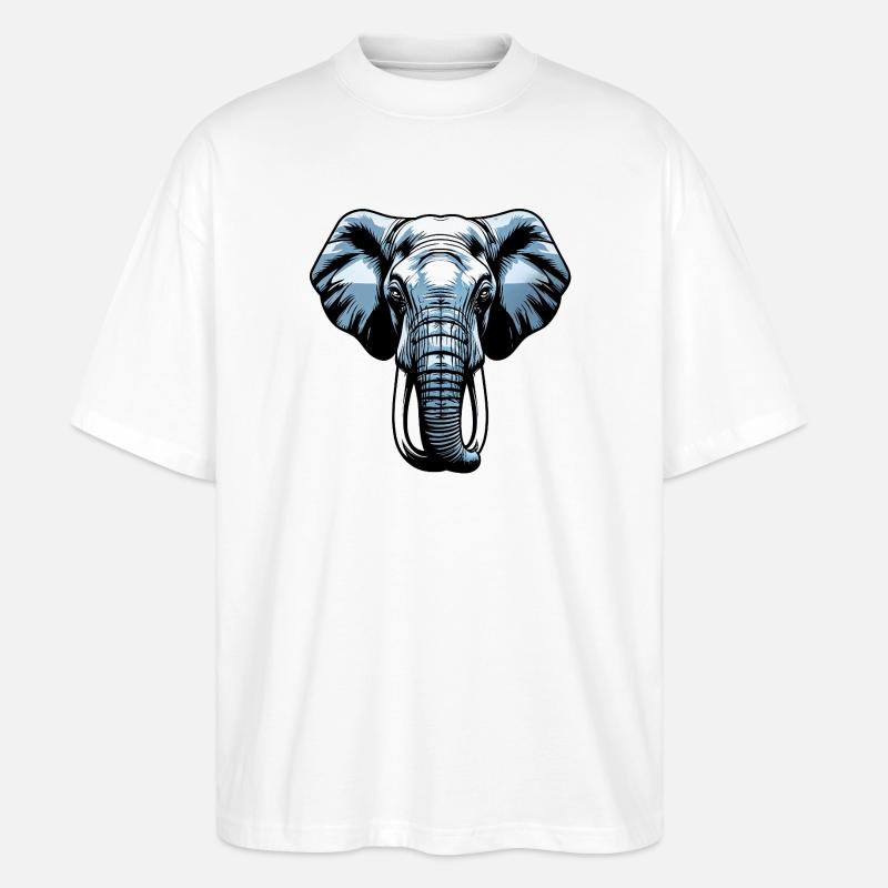 Blaues Elefantenkopf Vektor - Stanley/Stella Oversized Unisex Bio T-Shirt Blaster 2.0 - Weiß