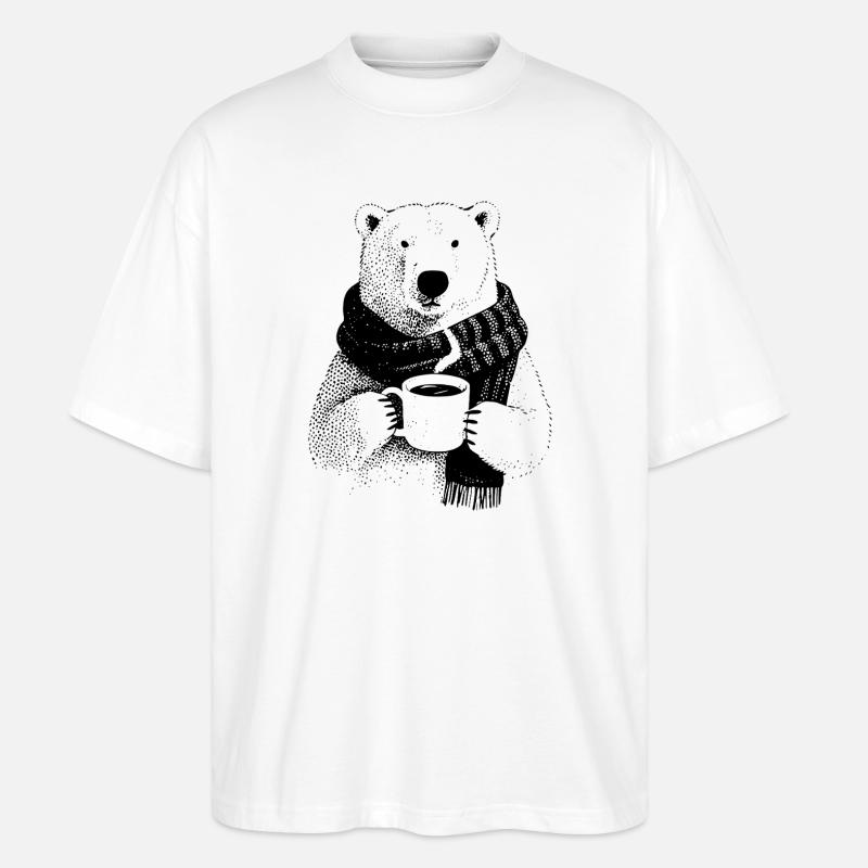 Kaffee Eisbär - Stanley/Stella Oversized Unisex Bio T-Shirt Blaster 2.0 - Weiß