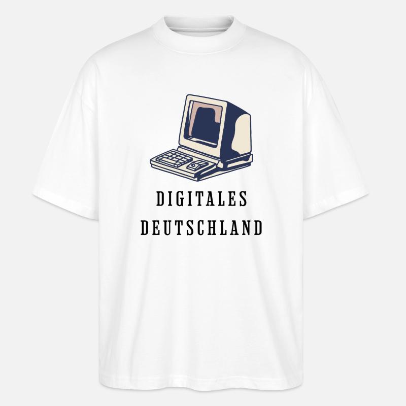 80s Style Retro Computer Digital Germany - Stanley/Stella Oversized Unisex Organic T-shirt Blaster 2.0 - white