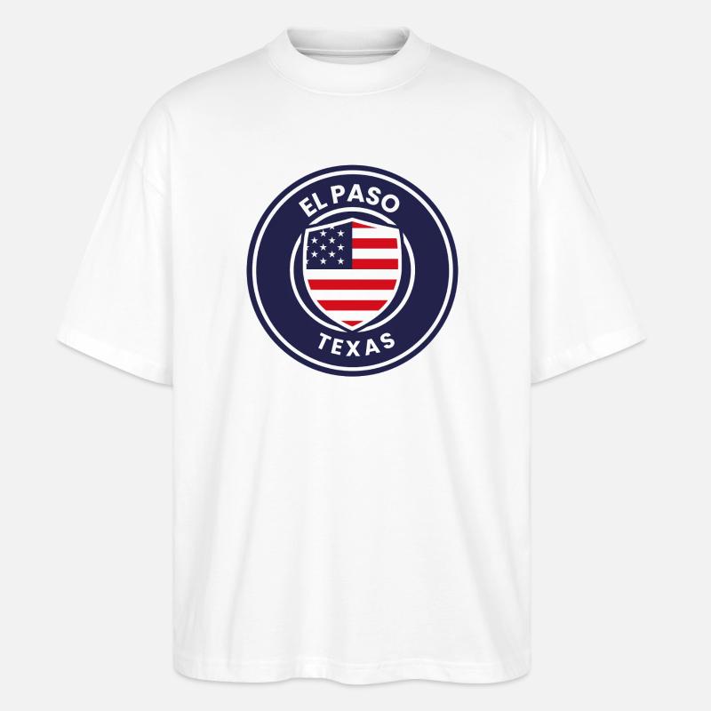 El Paso Texas Flaggenschild - Stanley/Stella Oversized Unisex Bio T-Shirt Blaster 2.0 - Weiß