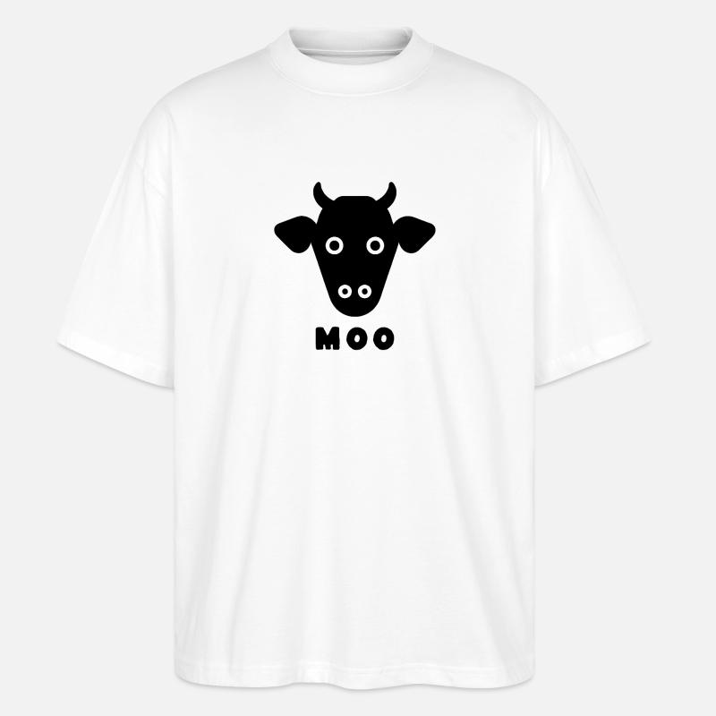 Kuh Silhouette Hinterhof Stil - Stanley/Stella Oversized Unisex Bio T-Shirt Blaster 2.0 - Weiß