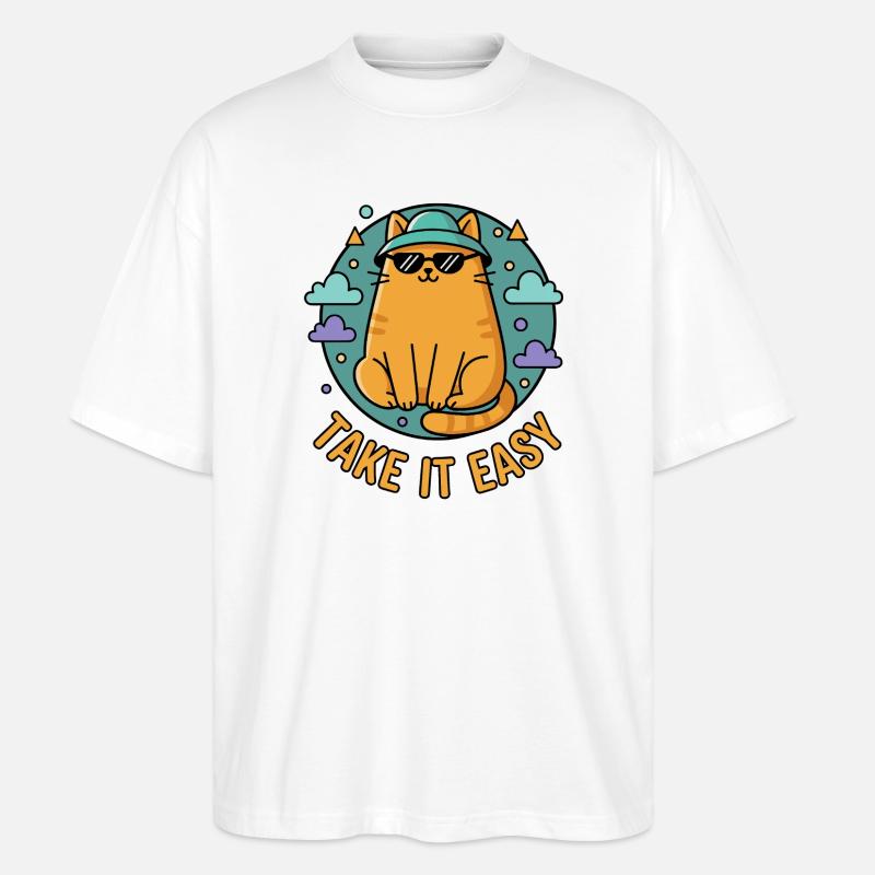 Chillkater avec des lunettes de soleil - T-shirt bio Blaster 2.0 coupe oversize Stanley/Stella Unisexe - blanc