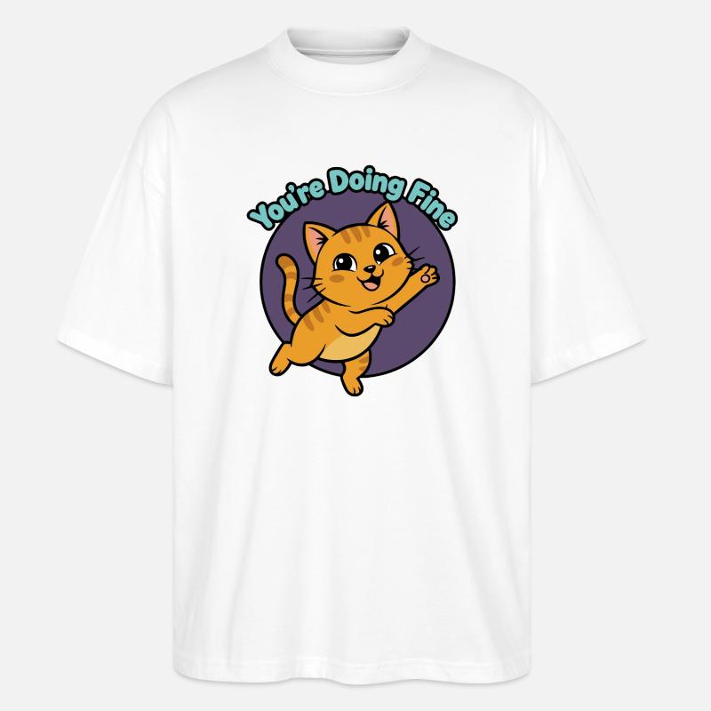 Katzen-Mutmacher: You're Doing Fine - Stanley/Stella Oversized Unisex Bio T-Shirt Blaster 2.0 - Weiß