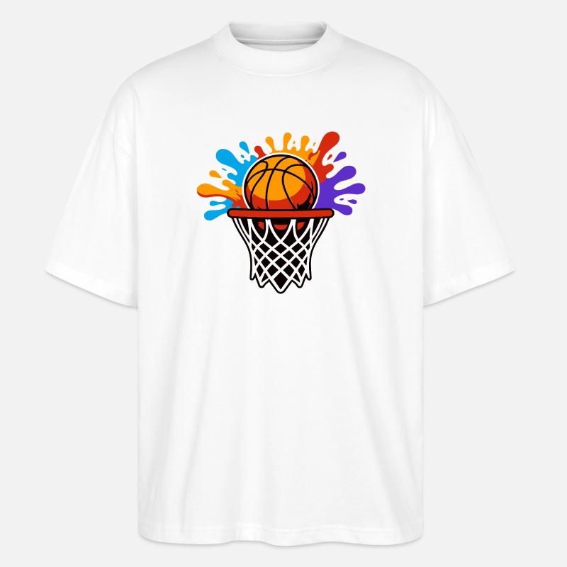 Éclatement du panier éclaboussant du basketball - T-shirt bio Blaster 2.0 coupe oversize Stanley/Stella Unisexe - blanc