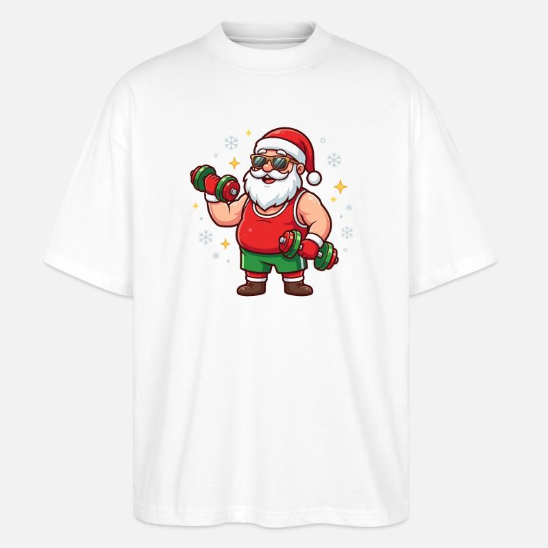 Weihn, haltérophile du Père Noël - T-shirt bio Blaster 2.0 coupe oversize Stanley/Stella Unisexe - blanc