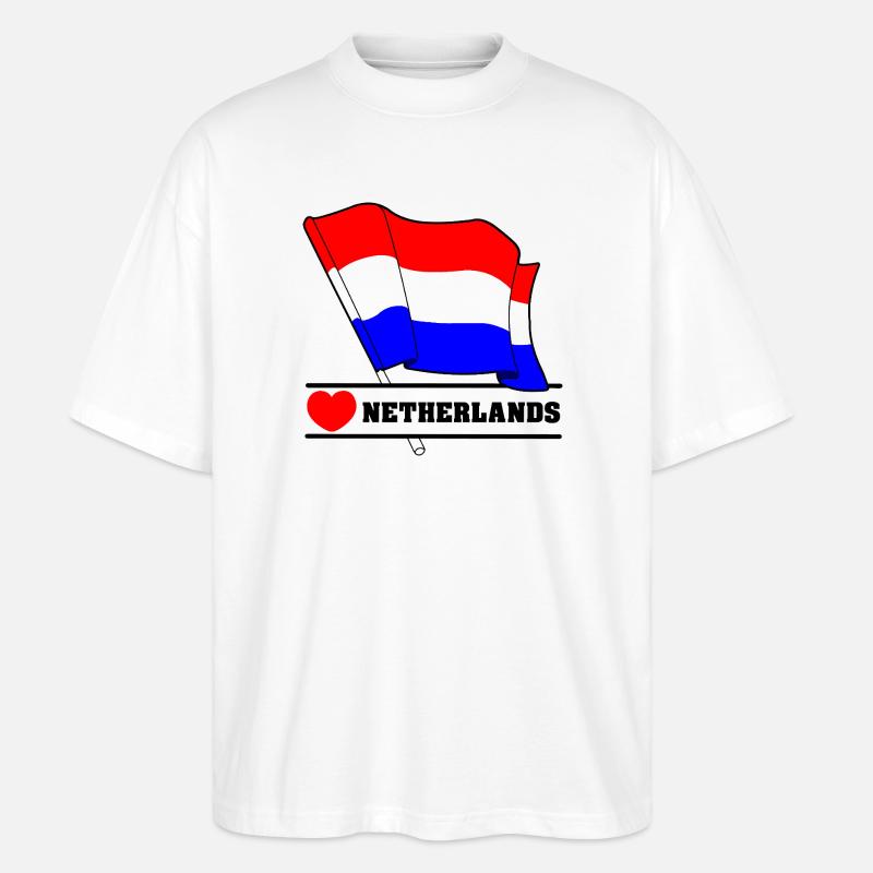 Drapeau des Pays-Bas avec cœur - T-shirt bio Blaster 2.0 coupe oversize Stanley/Stella Unisexe - blanc