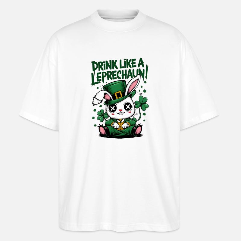 Drinking Bunny Leprechaun St. Patrick's Day - Stanley/Stella Oversized Unisex Organic T-shirt Blaster 2.0 - white