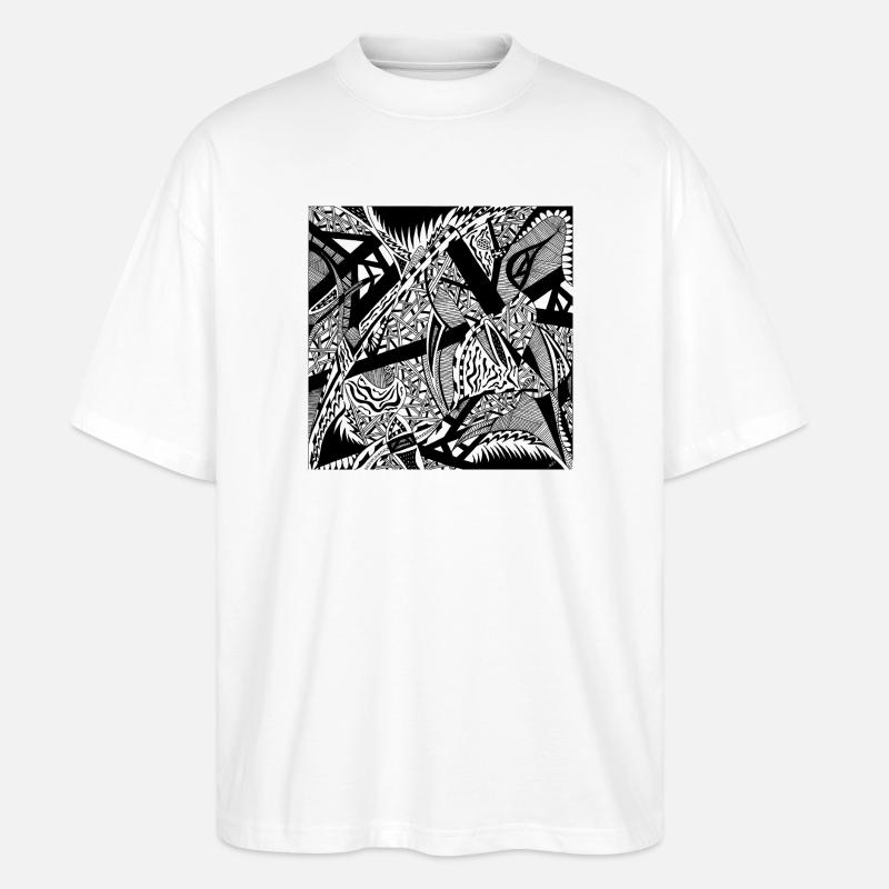 Design abstrait noir et blanc n°4 - T-shirt bio Blaster 2.0 coupe oversize Stanley/Stella Unisexe - blanc