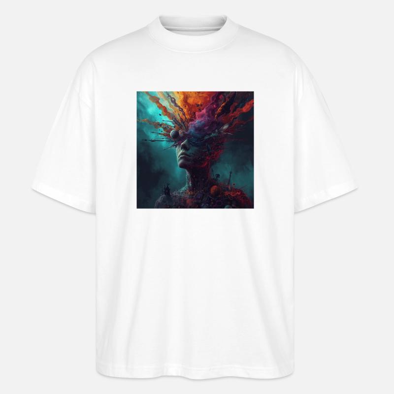 Kosmische Kopfreise Farbströme - Stanley/Stella Oversized Unisex Bio T-Shirt Blaster 2.0 - Weiß
