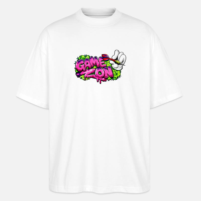 Fléchettes, fléchettes, jeu sur le graffiti - T-shirt bio Blaster 2.0 coupe oversize Stanley/Stella Unisexe - blanc