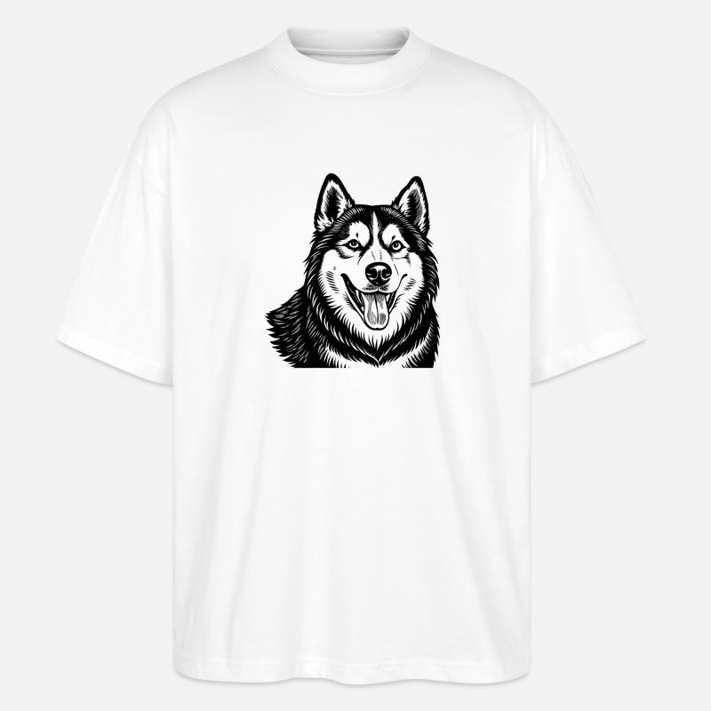 Sibirischer Husky - Stanley/Stella Oversized Unisex Bio T-Shirt Blaster 2.0 - Weiß