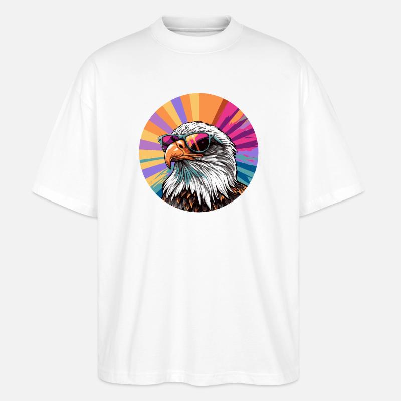 Eagle with sunglasses - Stanley/Stella Oversized Unisex Organic T-shirt Blaster 2.0 - white