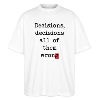 Wrong Decisions Club - Stanley/Stella Oversized Unisex Organic T-shirt Blaster 2.0 - white - Front - Alina (178cm) & Michal (187cm)