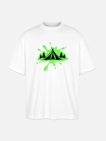 Camping Tent Nature Blobs - Stanley/Stella Oversized Unisex Organic T-shirt Blaster 2.0 - white