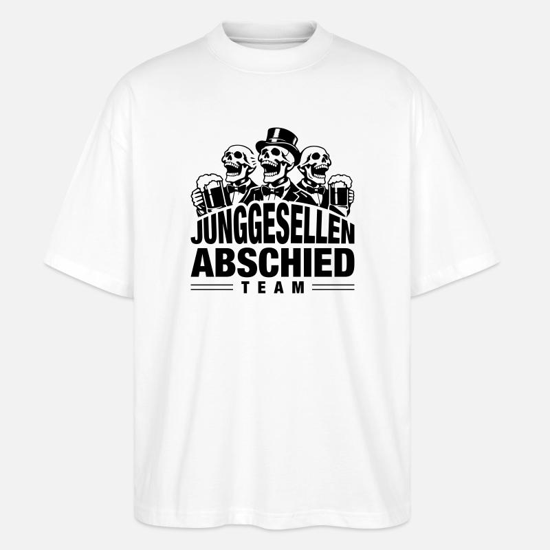 Junggesellenabschied Team Skelett Bier - Stanley/Stella Oversized Unisex Bio T-Shirt Blaster 2.0 - Weiß