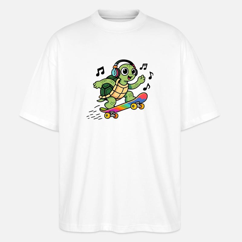 Turtle fun on Rainbow Skate - Stanley/Stella Oversized Unisex Organic T-shirt Blaster 2.0 - white