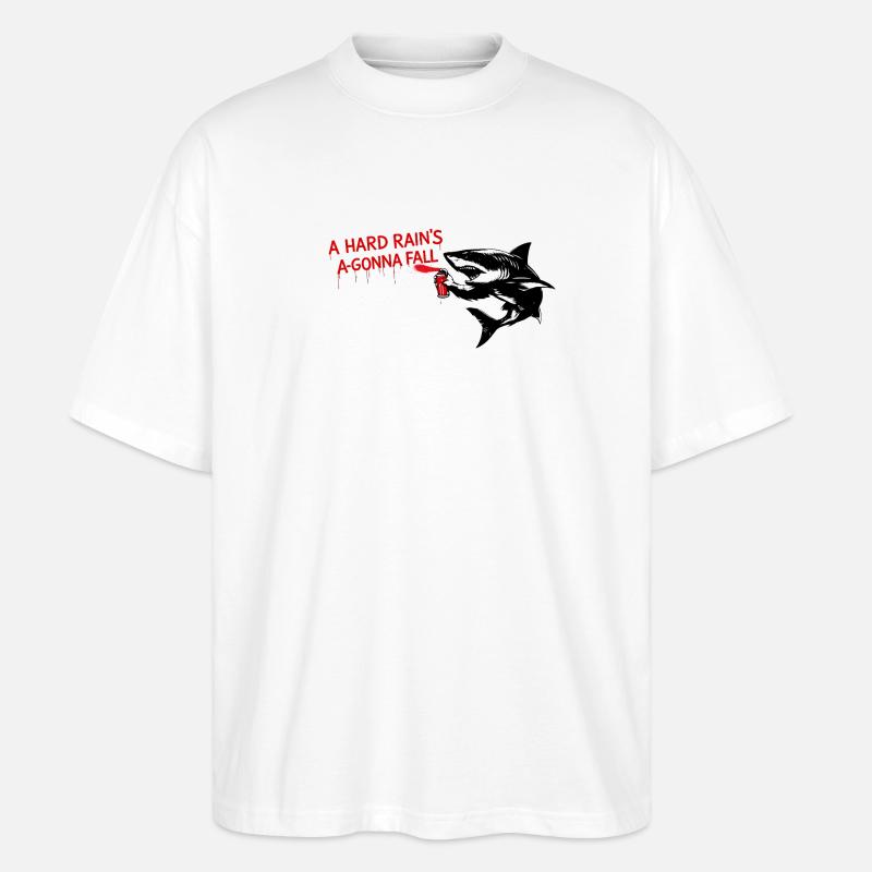 Requin graffiti avec des lettres rouges - T-shirt bio Blaster 2.0 coupe oversize Stanley/Stella Unisexe - blanc