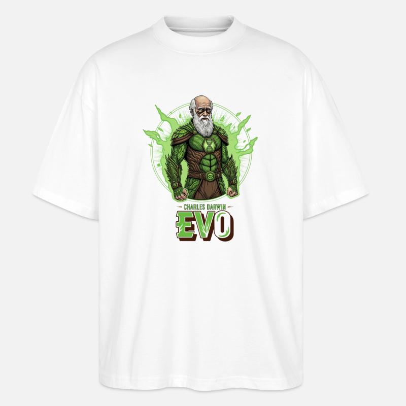 Evo Darwin Grüner Held - Stanley/Stella Oversized Unisex Bio T-Shirt Blaster 2.0 - Weiß