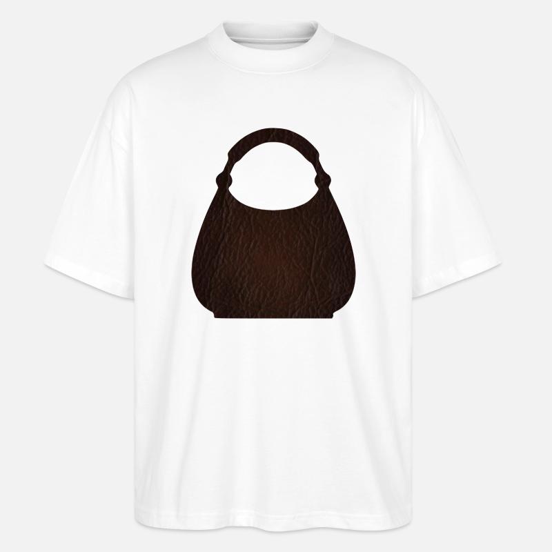 Braune Ledertaschentextur - Stanley/Stella Oversized Unisex Bio T-Shirt Blaster 2.0 - Weiß