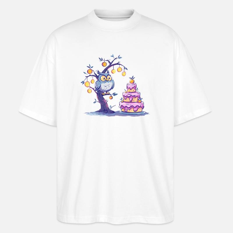 Nacht Eulenbaum Kuchen - Stanley/Stella Oversized Unisex Bio T-Shirt Blaster 2.0 - Weiß