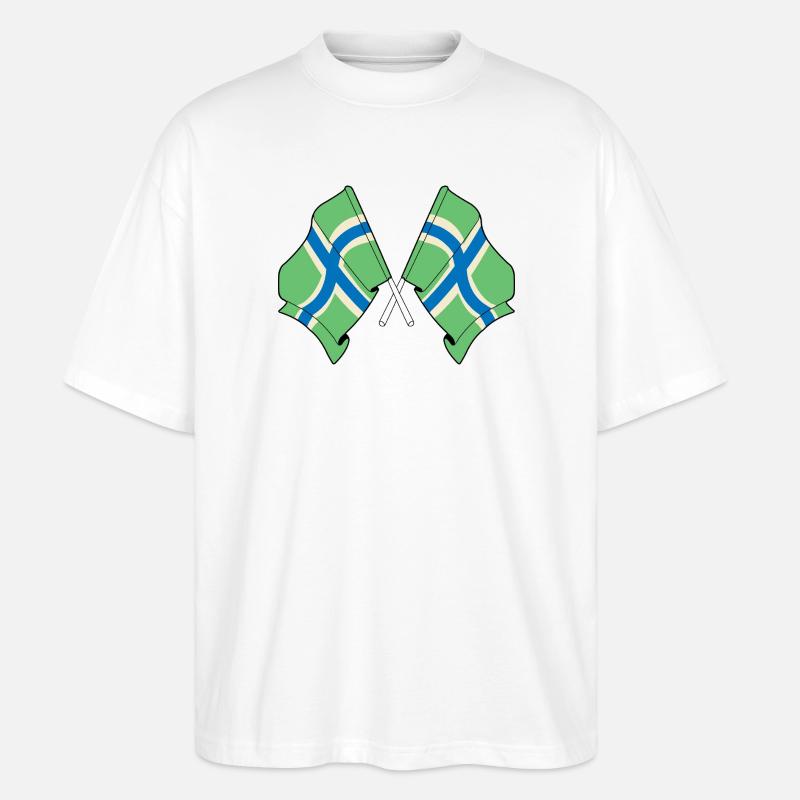 Drapeaux croisés du Gloucestershire - T-shirt bio Blaster 2.0 coupe oversize Stanley/Stella Unisexe - blanc