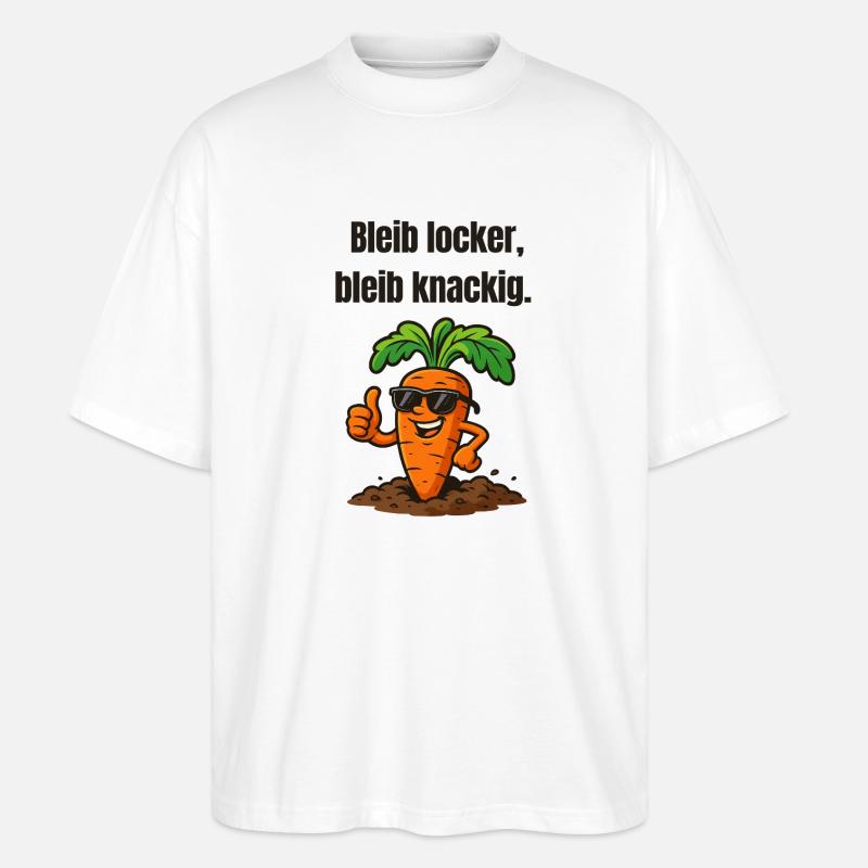 Karotte mit Stil: Locker Knackig - Stanley/Stella Oversized Unisex Bio T-Shirt Blaster 2.0 - Weiß